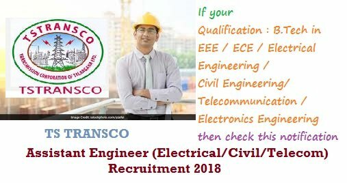 TSTRANSCO AE Recruitment 2018 Electrical Civil Telecom