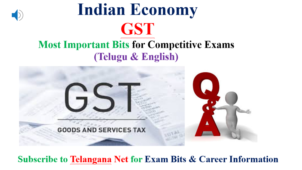 GST gk bits for exams in Telugu & English